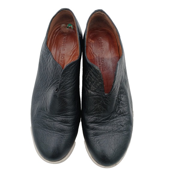 GENTLE SOULS Kenneth Cole Halden Black Leather Plat. Sneakers Slip-on Size 8 EUC - Picture 6 of 10